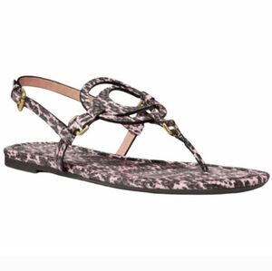 Coach Pink and Black Patterned Slingback Thong Sandals
